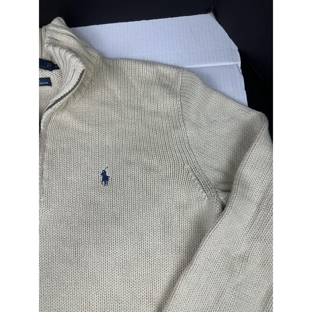 Vintage Polo Ralph Lauren Ivory/Cream Mens Cotton Mock Neck Sweater